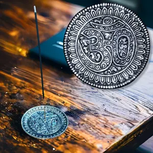 LoveNspire Silver Om Symbol Aluminium Incense Holder - Home Fragrance Accessory, Elegant Ash Catcher, Pooja Aid, Aroma & Scent Essential, Ideal Gift for Meditation Enthusiasts