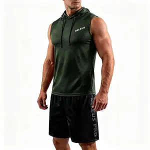 Neleus Men's 2 Piece Workout Outfits Hooded Sleeveless Tank Top & Lightweight Athletic Shorts with Pockets Running Gym Set SpringStatements