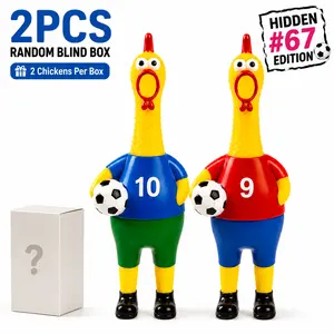 2026 New 2PCS Random Soccer Scream Chicken Blind Box Set, Hidden #67 Special Edition Funny Football Rubber Chicken Stress Relief Toy