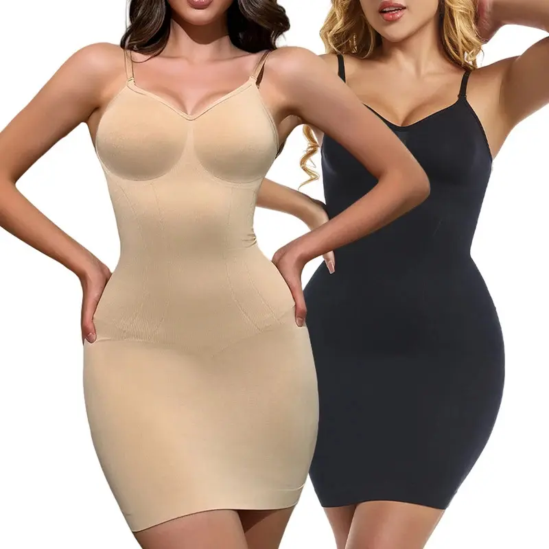 New styleWomens Shapewear V-neck Full Slips for Under Dresses Slim Butt Lifter Tummy Control Seamless Belly Compression Body Shaper Dress