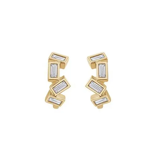 Radiance by Absolute™ .36ctw Scattered Baguette Hugger Hoop Earrings