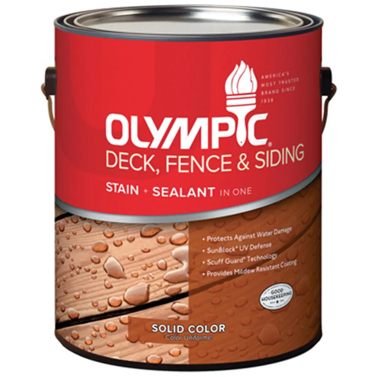 Olympic 53202A-01 Clear Tint Base Deck Fence & Siding Stain- Gallon, Wood, Exterior, Deck Stain