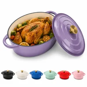 4.5QT Enameled Cast Iron Dutch Oven with Lid – Perfect for Stews, Baking & One Pot Meals Cookware outdoorfun Cooking Pot Sets