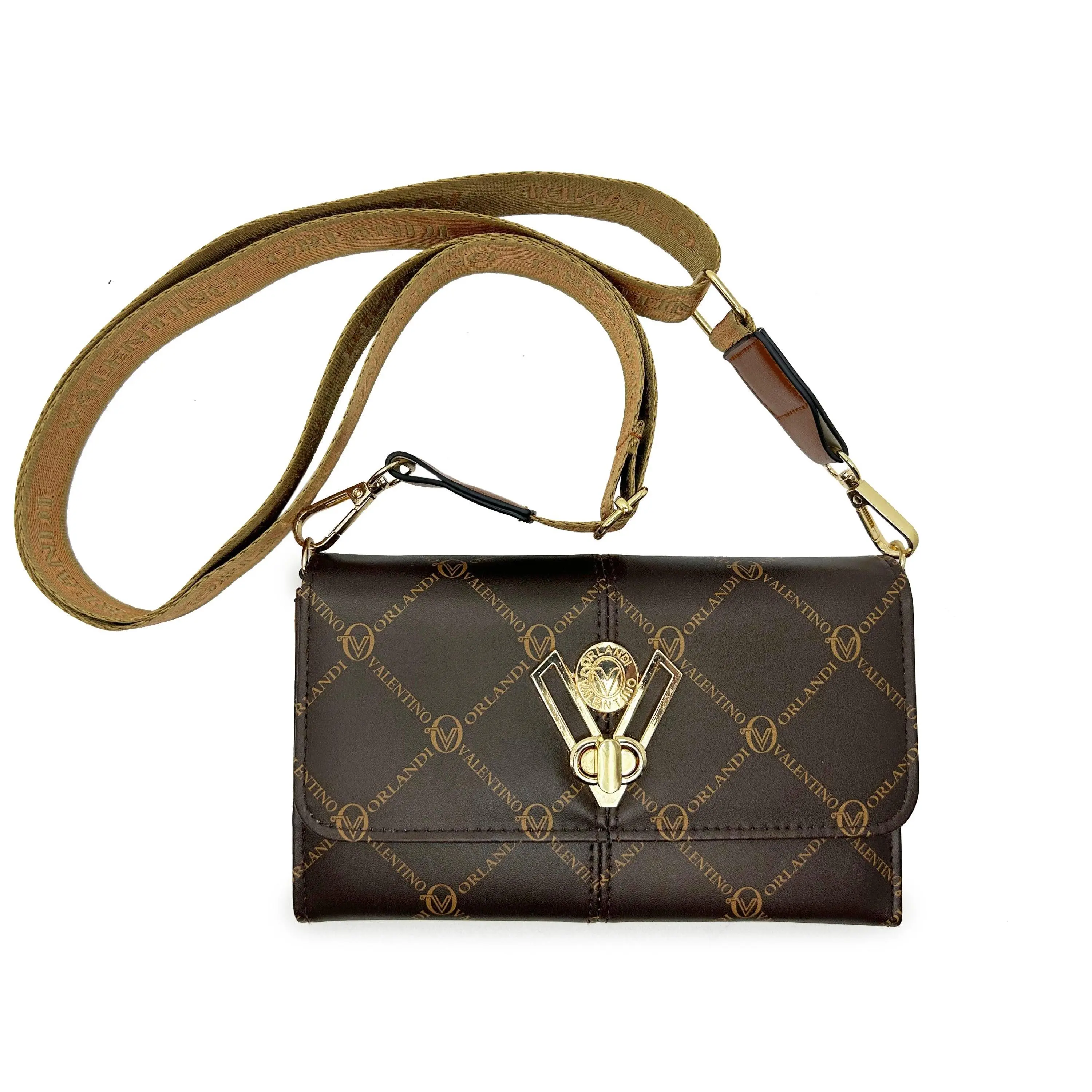 Valentino Orlandi 'Printed VO Messenger' Leather Satchel Crossbody Leather Bag