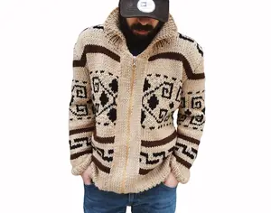 Big Lebowski Cardigan Dude style sweater hand knit wool men's zip sweater