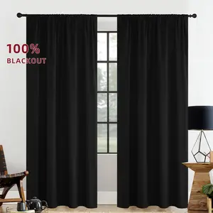 100% Blackout Curtains (2 Panels) - Thermal Insulated, Soundproof, Heavy-Duty, Cold-Proof Drapes for Living Room & Bedroom, Blackout Window Cover