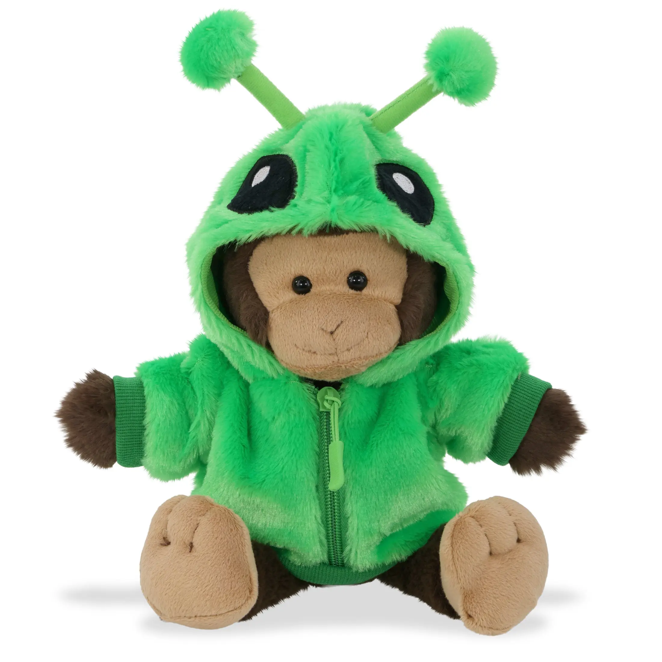 DOLLIBU Unisex Names 9" Monkey Alien Stuffed Toy - Super-Soft Plush Fur, Alien Sweater, No Remote, Animal Character Stuffed Animals