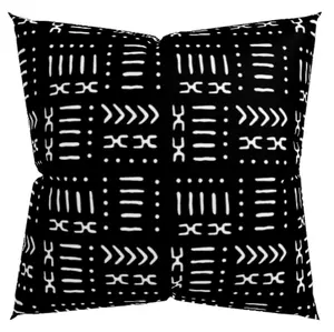 Black Mud Cloth Pattern Throw Pillow With Insert