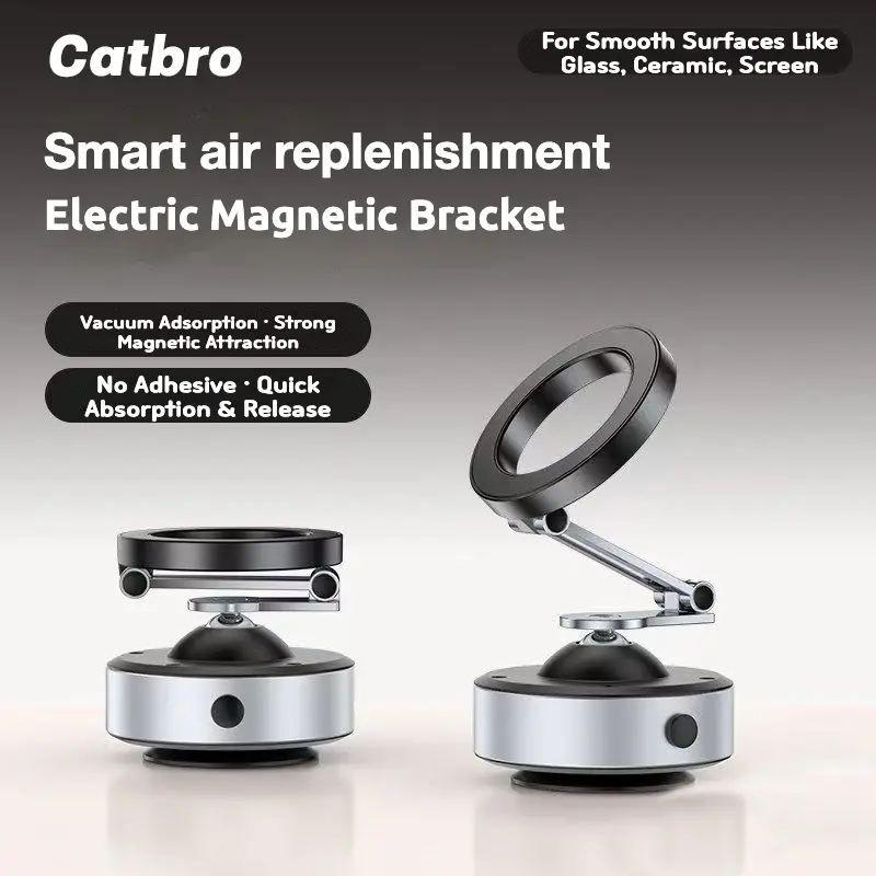 Hands-Free Suction Cup Phone Mount for Car/Content Creator, [Auto-Seal & One-Touch Release] Vacuum Magnetic Phone Holder for TikTok Vlogging Travel, 360 Adjustable for iPhone 12-17