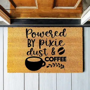 Doormat Powered By Pixie Dust & Coffee - Cute Doormat Funny Doormat Gift For Him For Mom For Dad First House 3089zz