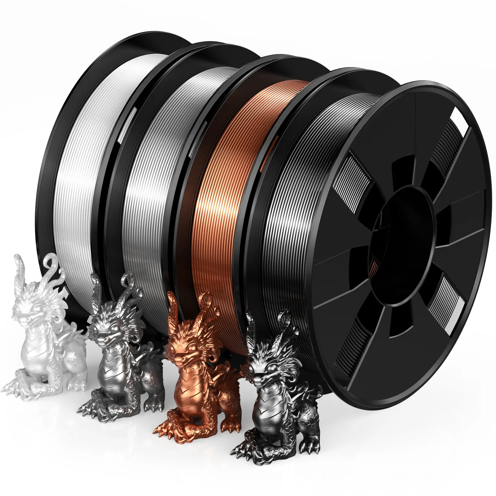 Silk Shiny 3D Printer Filament Bundle, PLA Filament 1.75 mm for 3D Printers, Dimensional Accuracy +/- 0.02 mm, 200g x 4 Spools Set,Colorful PLA Material , 3d printers ,3d printed stuff,printer filament bundle,filament maker