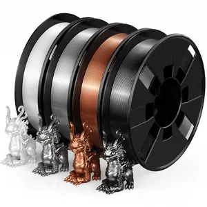 Silk Shiny 3D Printer Filament Bundle, PLA Filament 1.75 mm for 3D Printers, Dimensional Accuracy +/- 0.02 mm, 200g x 4 Spools Set,Colorful PLA Material , 3dprinter, Fathersdaygift