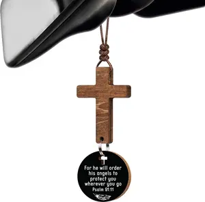 Cross for Car Mirror Hanging, Rear View Mirror Accessories - Religious Gifts for Men, Women DINIZON