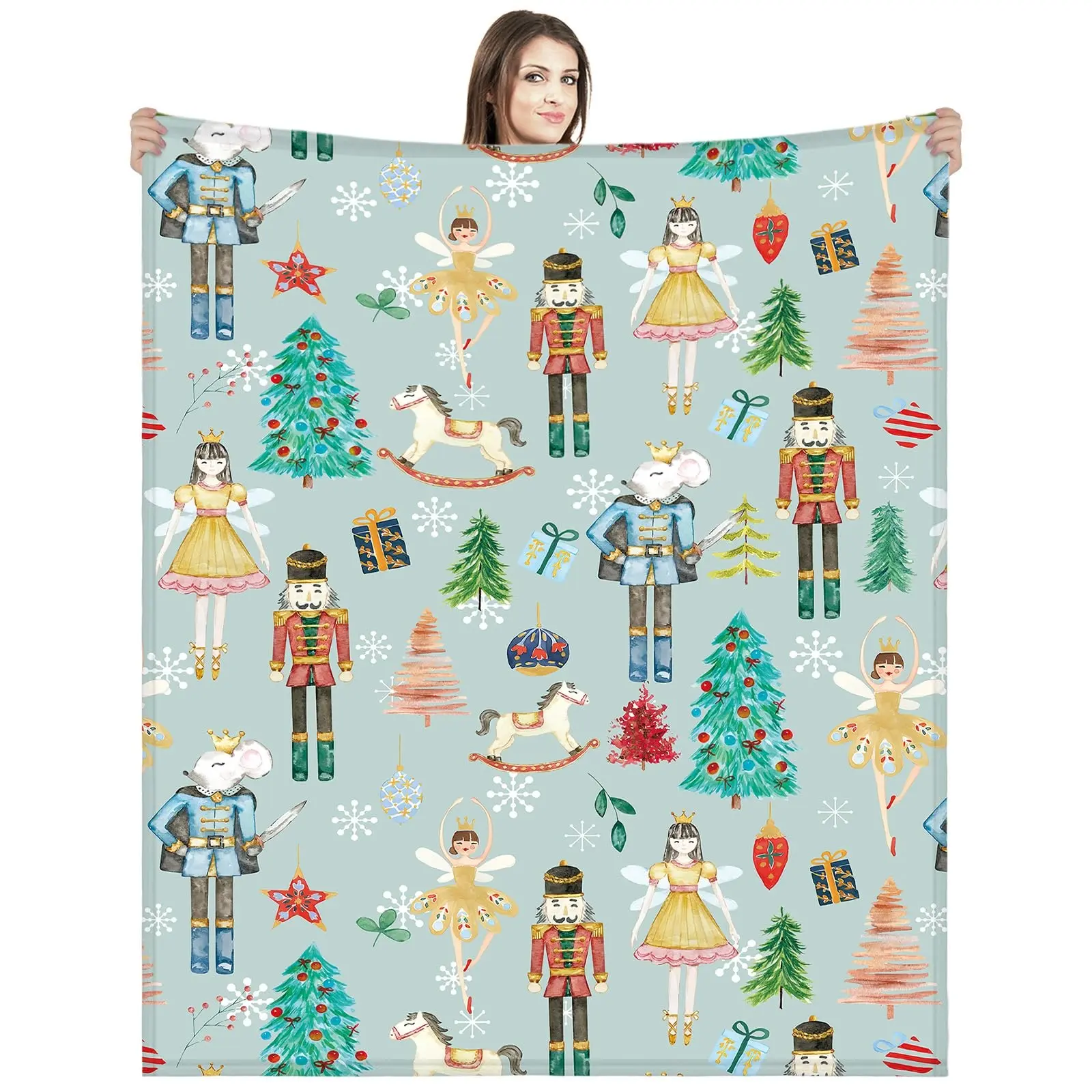 1PC Christmas Nutcracker Blanket, Gift Soldier Fairy Mouse Prince, Christmas Soft Cover Blanket, Suitable for Home Bed Sofa and Other Multi-purpose Blankets
