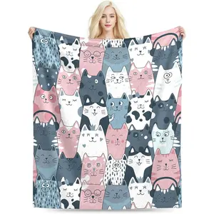 Cat Blanket, Cats Gifts for Girls Women, Cat Gift for Cats Lovers, Birthday Gifts Decor Throw Blanket 50"x60"