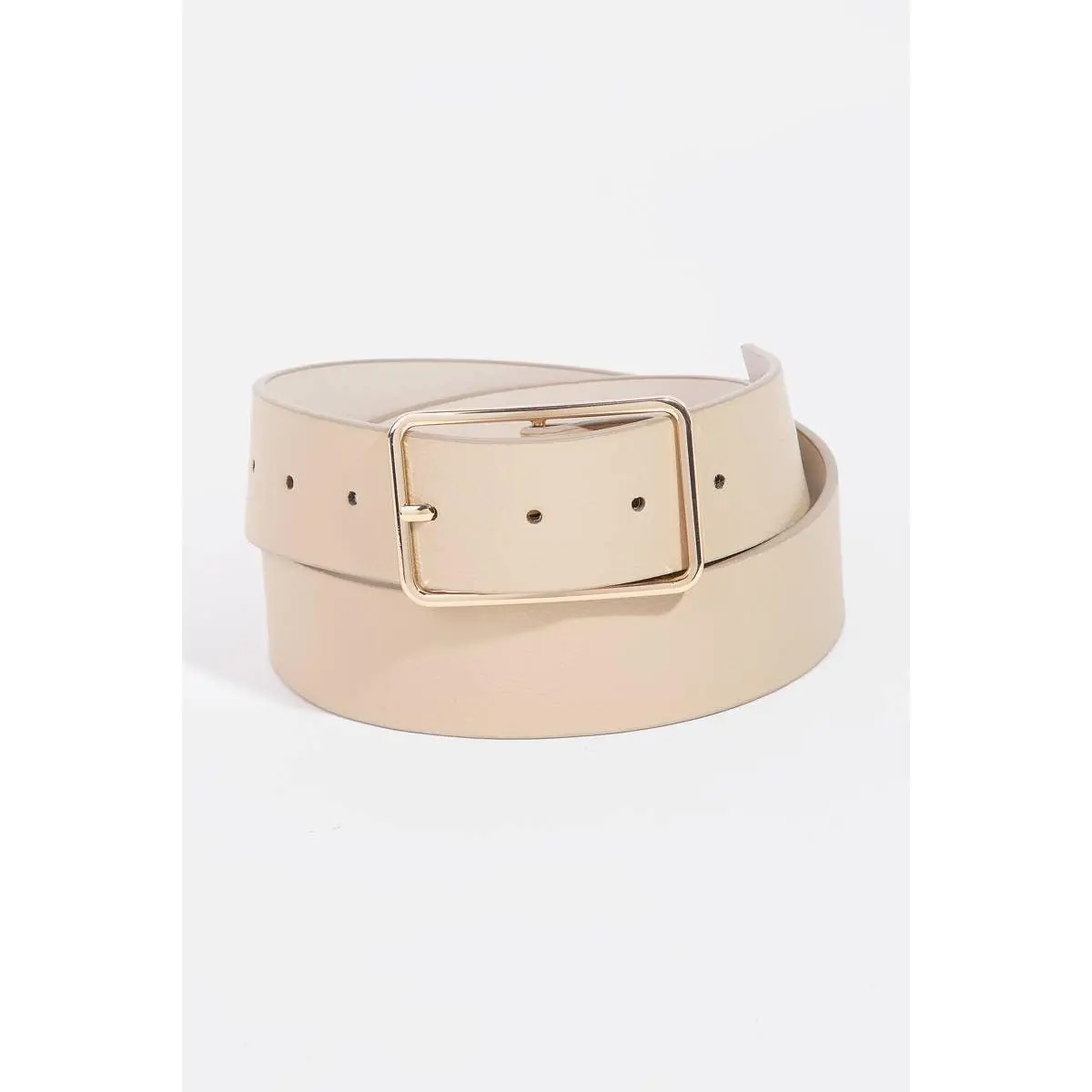 Faux Leather Rectangle Cutout Buckle Belt