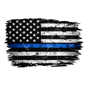 Thin Blue Line American Flag Decal  | Waterproof Heavy Duty Car Sticker | UV Fade Resistant | Truck, Window, Bumper