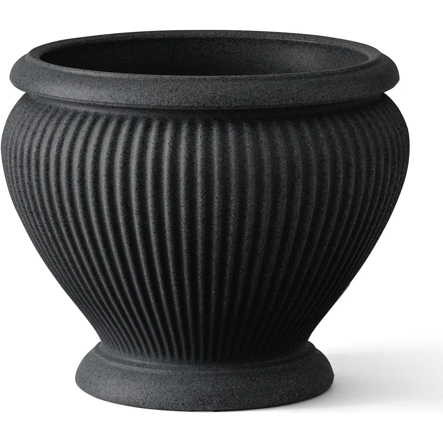 18"x18"x14.25" Cannes Polyresin Urn Planter - Classic Black, Synthetic, Sustainable, Double-Walled Insulation, Durable, Weatherproof, Lightweight Indoor-Outdoor Pot for Patio, Garden, Entryway, Drillable Drainage Holes, Flower Pots & Planters
