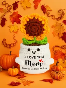 Mom's Birthday - Mom, I love you! Handmade funny and cute crochet sunflower, a birthday gift for mothers, Mother's Day, Christmas stocking stuffing, a Christmas gift for daughters and sons, and a Thanksgiving gift.
