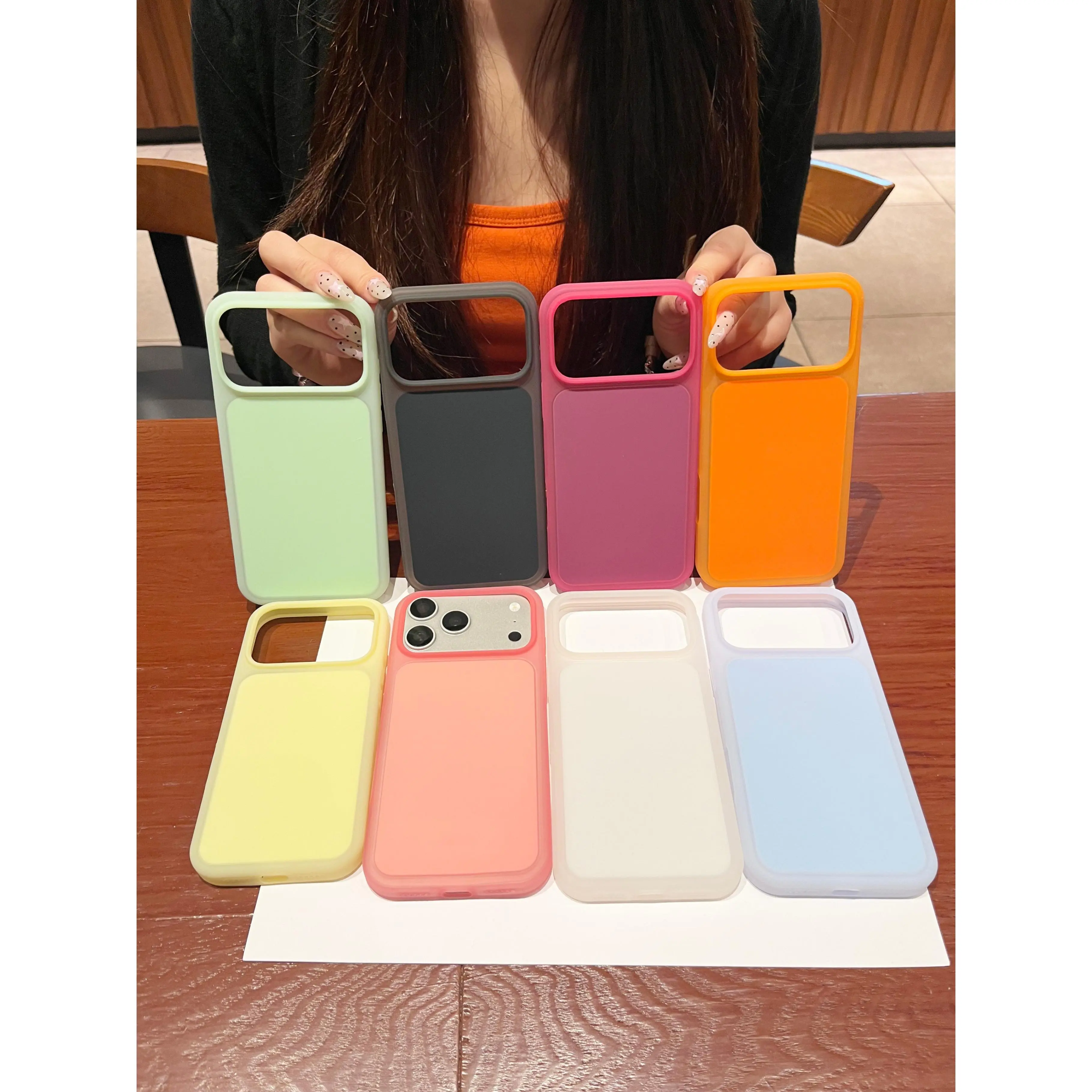 Slim Solid Jelly Liquid Silicone Smartphone Case with Screen Protector & Screen Guard - Minimalist, Skin-Feel Texture Variant, Protective Cover for iPhone 17 Pro Max/16 Pro/15 Devices, Mobile Phone Accessories