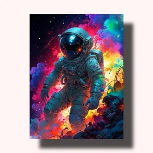 Colorful Astronaut Paint by Numbers Galaxy Explorer DIY Painting Kit Dreamy Space Adventure Vibrant Cosmos Art Project Beginner Friendly Canvas Art for Home Decor