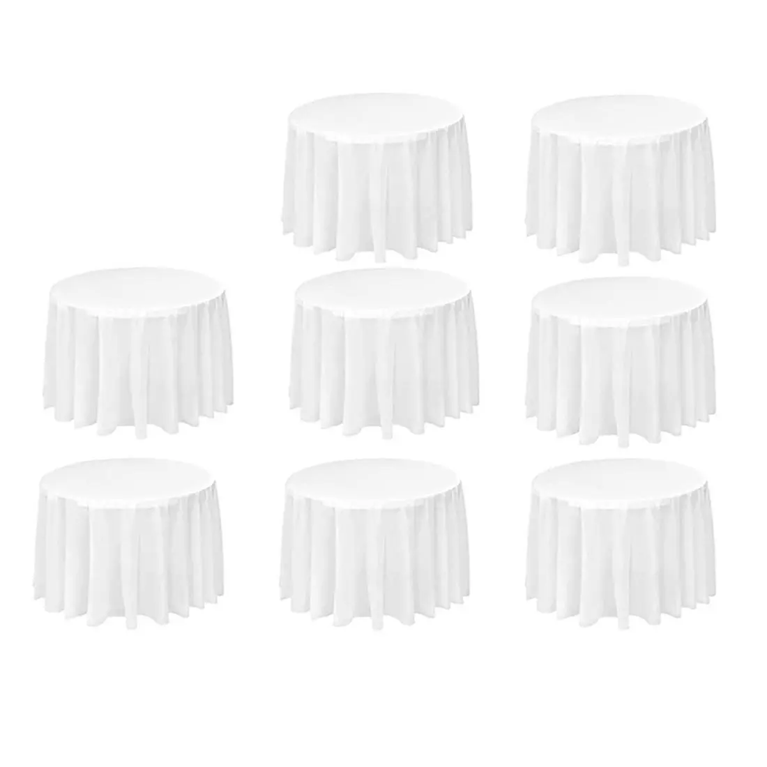 8-Pack 84 in PEVA Plastic Waterproof Disposable Round Tablecloths, White Table Covers for Baby Shower, Birthday - No 15kg Load Limit, Suitable for Dessert Tables, Nursing Feeding Spaces, Christmas, Wedding, Thanksgiving, Windows, For Dining Table