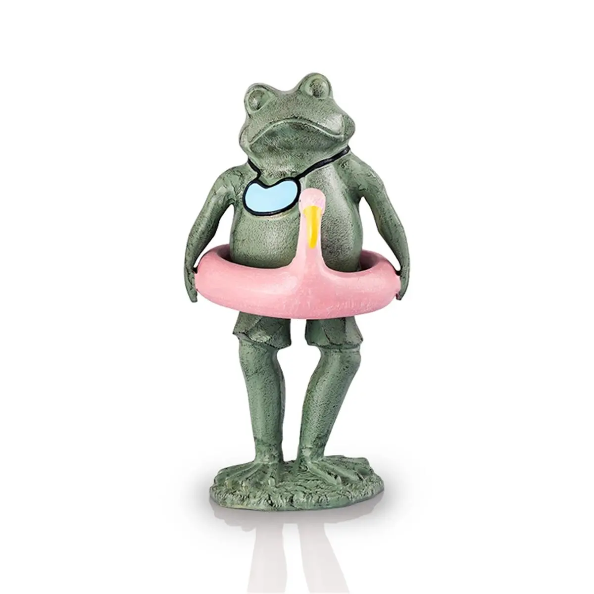 212 MAIN Whimsy Playful Aluminum Frog-Shaped Garden Statue (19.5x12x11 in) - Beach Buddy Decor for Commercial & Office Furniture Settings