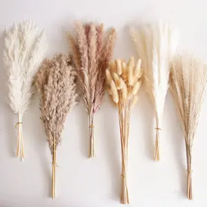 110 PCS Dried Pampas Grass Bouquet, Boho Table Decor with Bunny Tails, White and Brown Pampas Grass Arrangement for Wedding, Home, Baby Shower, Rustic Party, Mother’s Day Gift for Mom