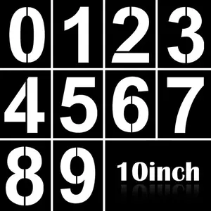 Large Number Stencil Kit - 10 Inch Reusable Plastic Address Number Stencils for Signs, Mailbox, Road, Parking Lot, Door, Trucks Painting PPgod
