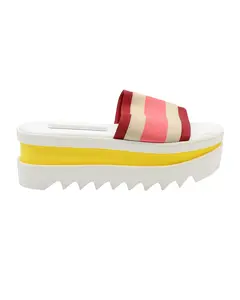 Pre-owned Stella McCartney Stella Mccartney Color Block Platform Slides in White Faux Leather by Rebag