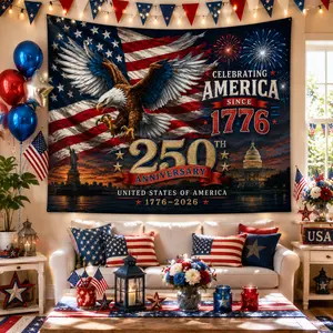 4th of July Patriotic Wall Tapestry, American Flag Eagle USA Home Decor, Red White Blue Independence Day Wall Hanging for Living Room Bedroom Party