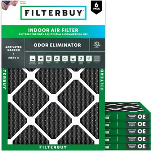 Filterbuy 14x18x1 Air Filter (6-Pack), Pleated MERV 8 Odor Eliminator HVAC AC Furnace Air Filters (Actual Size: 13.50 x 17.50 x 0.75 Inches)