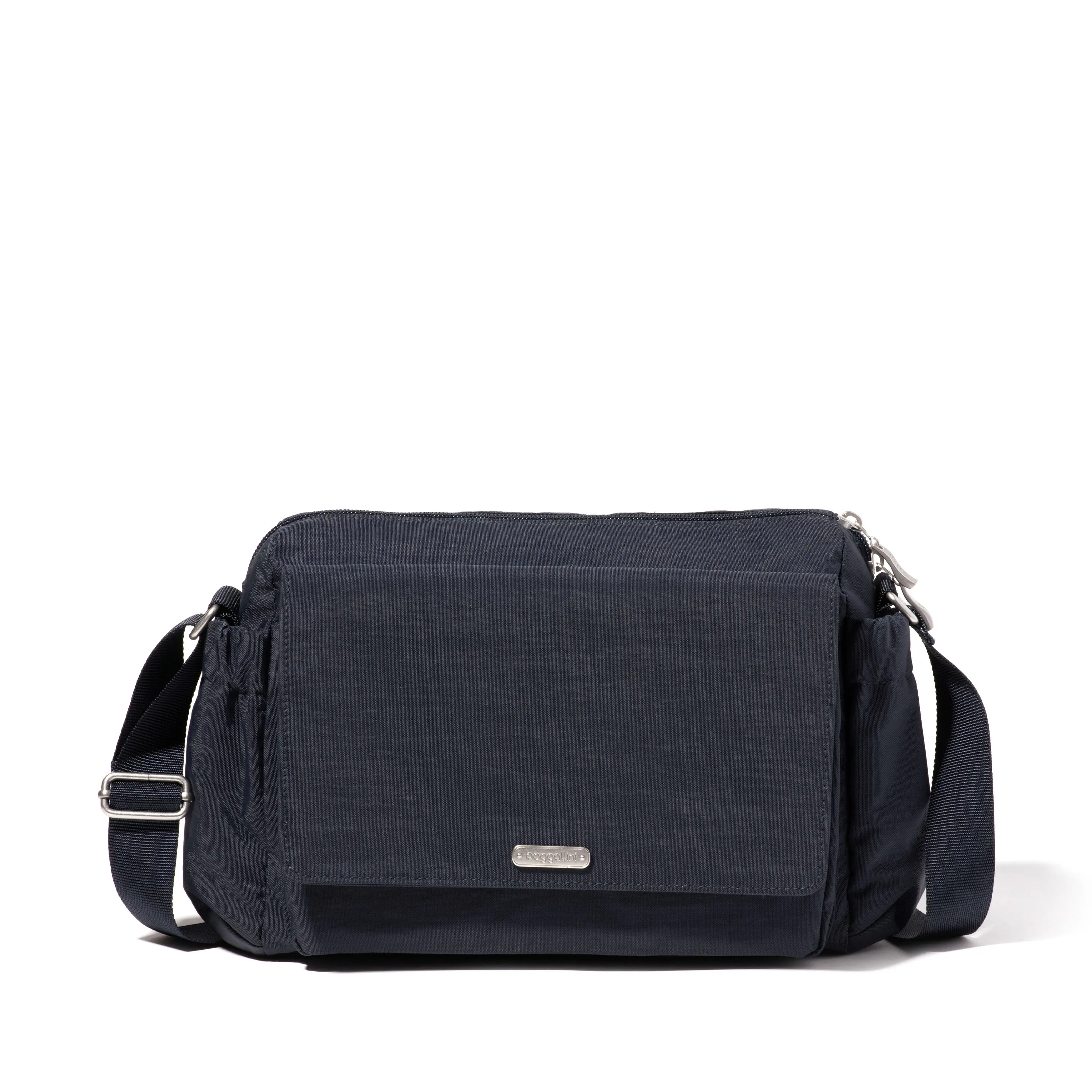 Baggallini Everyday Casual Nylon Messenger Bag, Lightweight Machine Washable Crossbody with Adjustable Strap, Flap Pocket, and RFID Blocking, Casual Messenger Bag, Everyday Carry, High-Capacity, Multi-Compartment