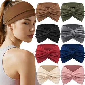 Boho 8-Piece Women's Sweat-Wicking Hair Bands, Yoga Fitness Essential, Breathable Anti-Slip, UV Protective, Sporty Style