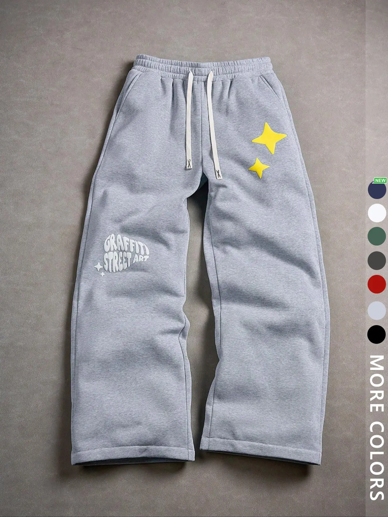 Unisex Street Style Jogger Pants, Hip-Hop Letters, Stars & Graffiti Street Art Print, Loose Straight Fit, Fall&winter, Casual Rock Skateboarding, Streetwear
