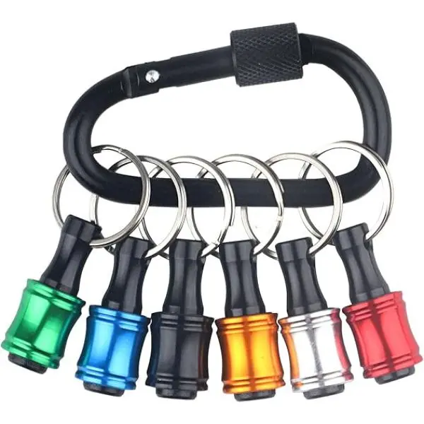 6pcs Alloy Drill Bit Holder Kit, 1/4 Inch Multipurpose Hex Shank Keychain Socket Adapter, Inter-Locking Quick-Release Magnetic Screwdriver Bit Holder