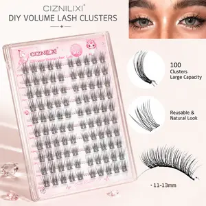 lash clusters-Cat Eye False Eyelashes Korean Style, 100Pcs Cluster Lashes Kit, 11-13mm C-Curve Natural Look, DIY Individual Lash Extensions, Dense but Realistic for Everyday & Party Makeup, Easy Apply for Beginners 。 Cosmetic Daily
