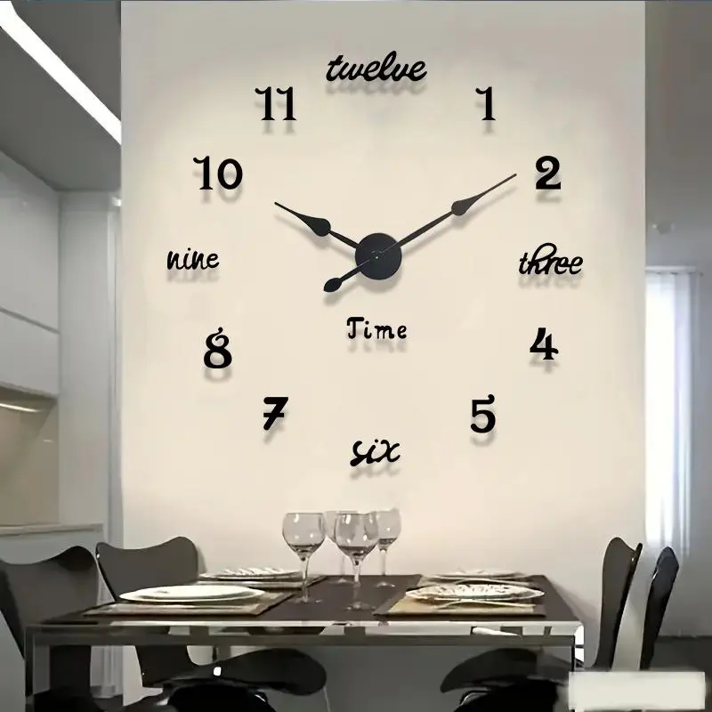 3D Acrylic Mirror Digital Wall Clock, Large DIY Wall Clock, Silent Clock for Home Office Decoration, Silent Digital Clocks, Creative Decorative Clock, Battery Operated Wall Clock