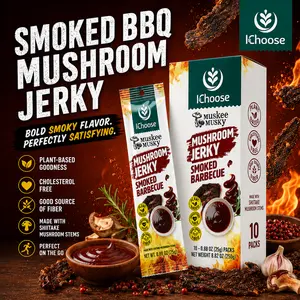 Zonfair Smoked BBQ Mushroom Jerky Vegan Snack Box – Plant Based Healthy Jerky, 10 Packs