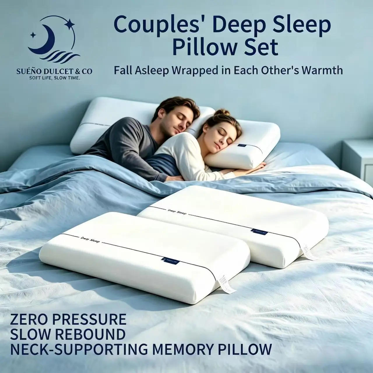 36x20cm Breathable Couple Pillow Insert, 1-Piece Bedding Item with Composite Slow Rebound Polyurethane for Sleeping Pillows & Neck Care