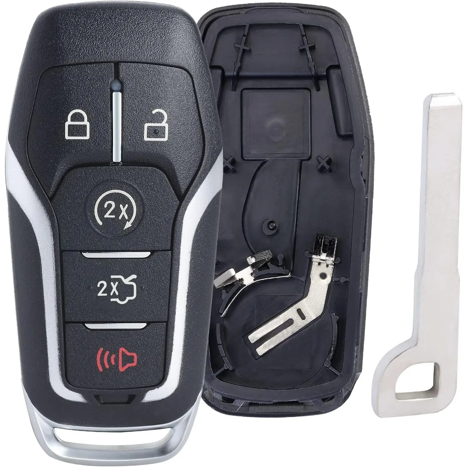 WOAOWSmart Key Fob Shell Case Cover Replacement Fit for Ford F150 Explorer Mustang Edge Fusion Lincoln MKX MKC MKZ Keyless Entry Remote 5 Buttons Pad Key Cover 2013 2014 2015 2016 2017