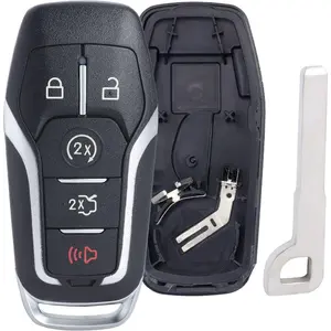 WOAOWSmart Key Fob Shell Case Cover Replacement Fit for Ford F150 Explorer Mustang Edge Fusion Lincoln MKX MKC MKZ Keyless Entry Remote 5 Buttons Pad Key Cover 2013 2014 2015 2016 2017