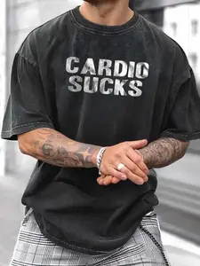 CARDIO SUCKS Washed Tshirt, Gym Wash Shirt, Athletic Workout Shirt, Aesthetic Tatoo Outfits, Streetwear Style, Retro Vintage Y2k Men Graphic Tees