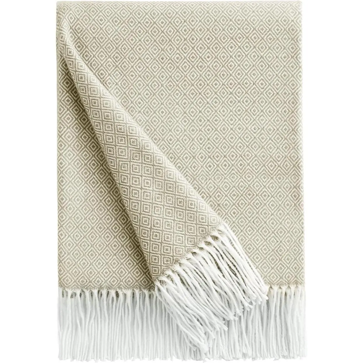 Throw Blanket Decorative Faux Cashmere Fringe Lightweight Throw Soft Cozy for Bed or Sofa Outdoor Blanket, 50" x 60" Light Yellow