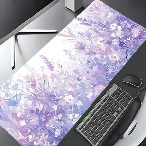 Watercolor Lavender Bluebells Pattern Mouse Pad, Rectangle Gaming Mouse Pad, Non-slip Rubber Pad, Desktop Decoration Protective Pad for Home, Office