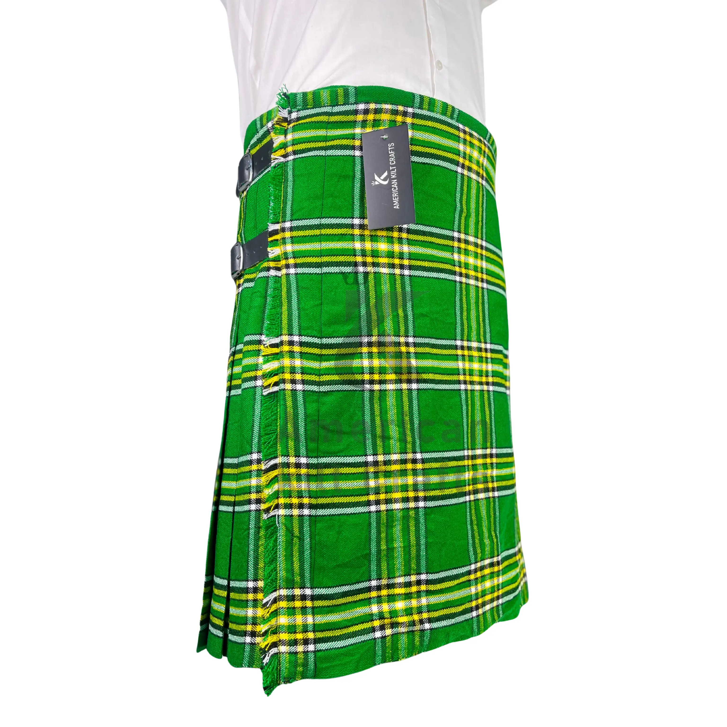 Irish National Tartan Kilt Traditional Green Scottish Highland Kilt for Men Celtic & Irish Heritage Kilt with Pleats