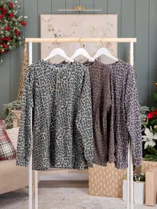 Long Sleeve Raised Rib Button Front Top | S-3X