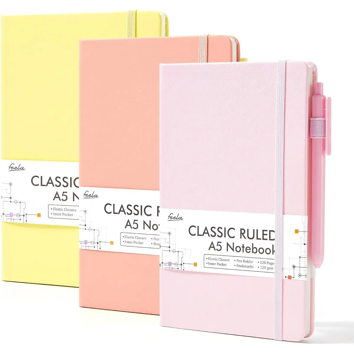 Light Yellow, Light Pink, Pale Orange