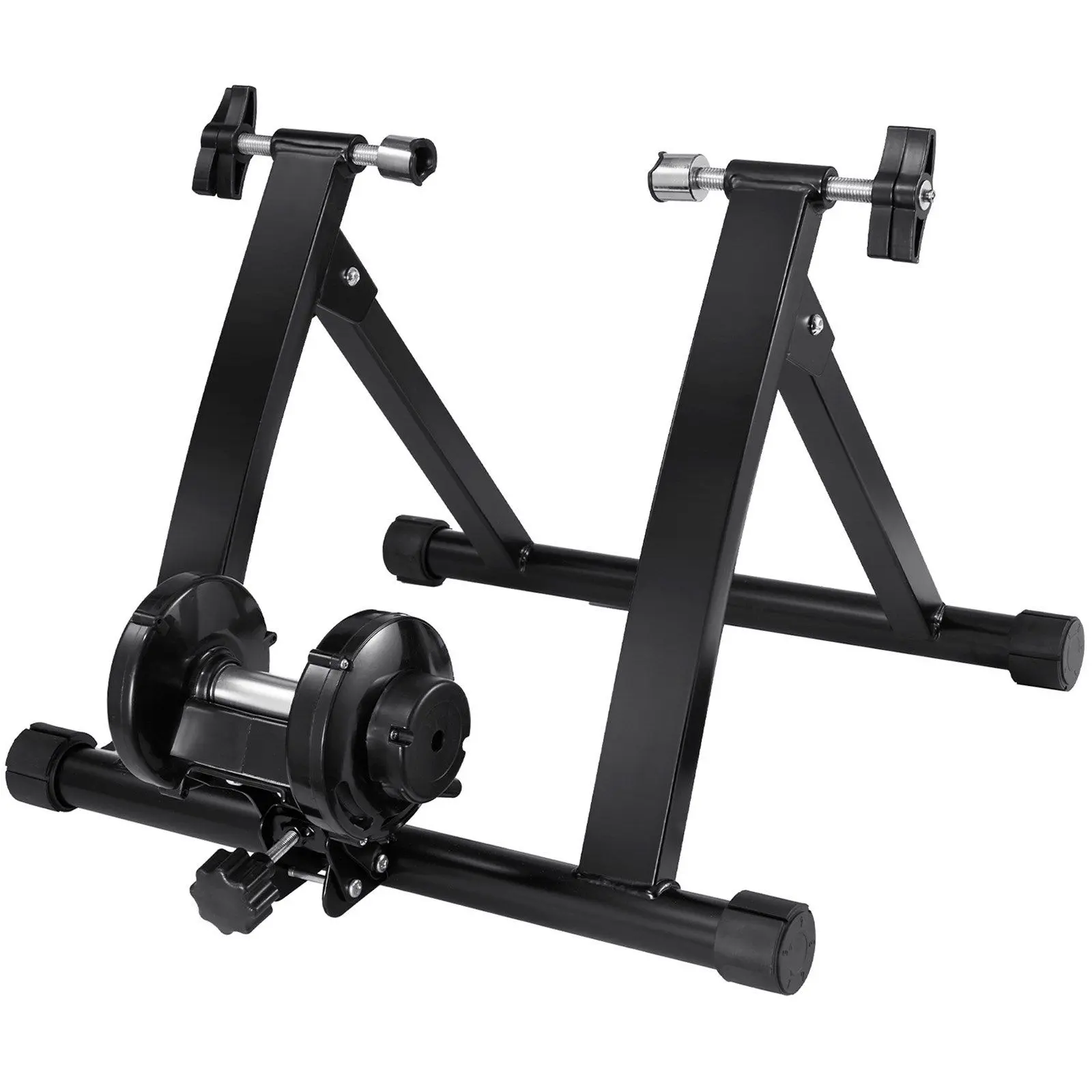 VEVOR Magnetic Bike Trainer Stand, Low-Noise Fitness Bikes Accessory for 26"-29" Wheels, Portable Folding Indoor Riding Tool with Quick-Release Lever & Front Wheel Riser for Bedroom, Office, Balcony, Stationary Bike