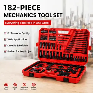 NANWEI 182PCS Mechanics Socket Wrench Set - 1/4", 3/8", 1/2" Drive Ratchet Kit with SAE & Metric Deep, Shallow Sockets - Professional Hand Tool Kit for Auto Repair, Home DIY - Ideal Gift for Mechanics